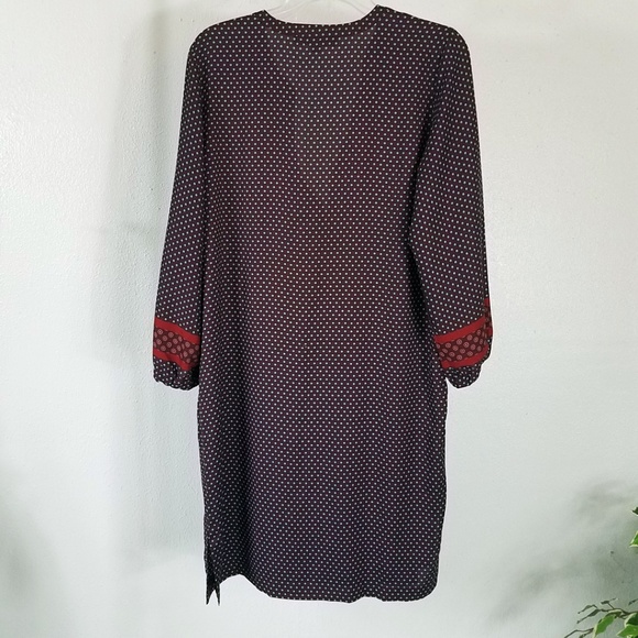 Ann Taylor Loft Women's Burgundy Rust Blue Eye Split Side Deep V Dress - Picture 8 of 8